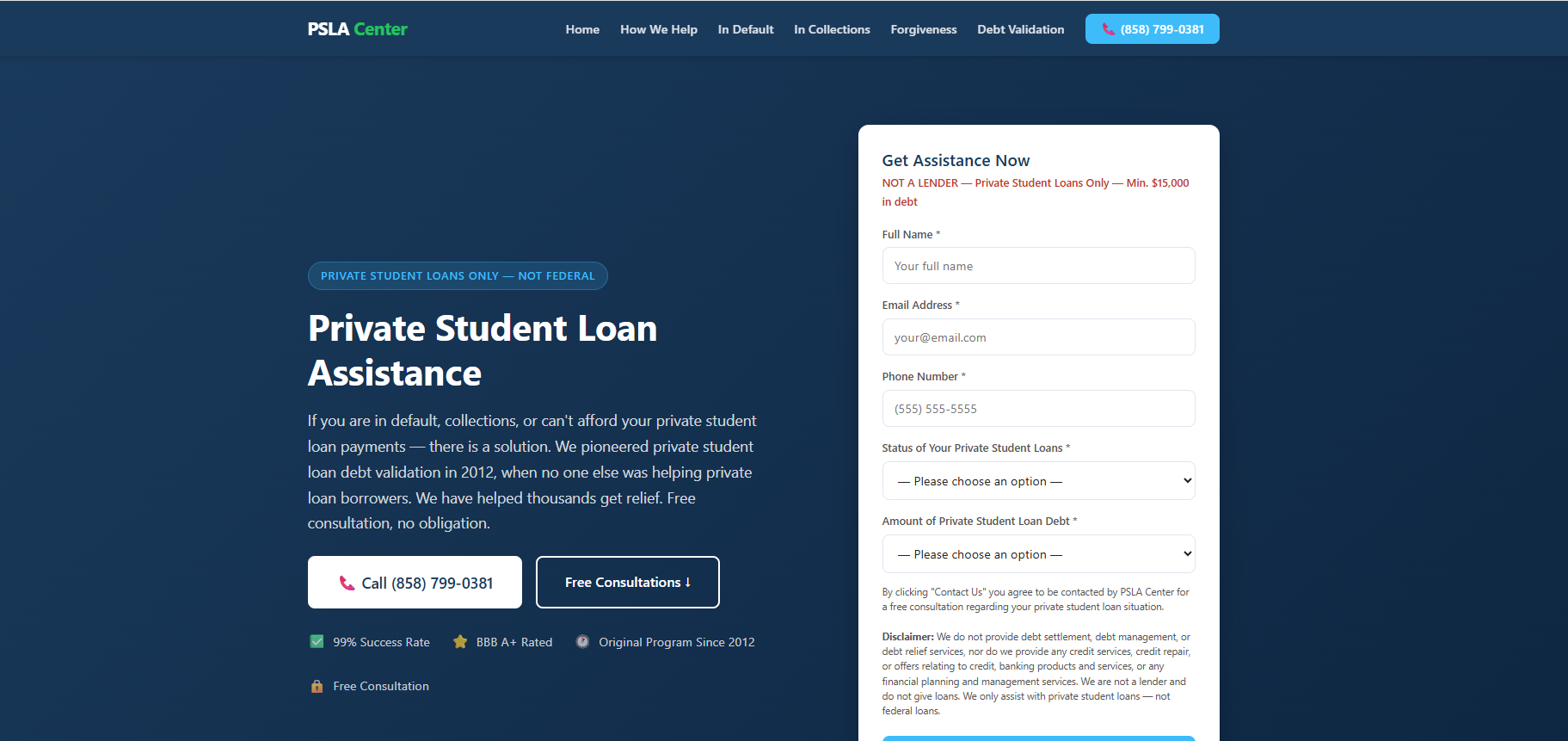 PSLA Center website screenshot